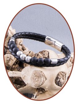 Leather Ladies Cremation Ash Bracelet with Beads  - ZMA246