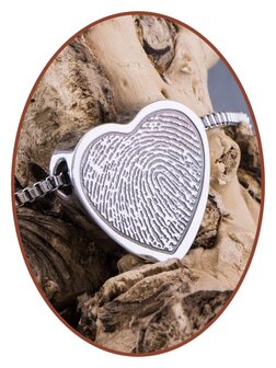 Stainless Steel Exclusive &#039;Fingerprint&#039; Heart Cremation Pendant - B304VIA