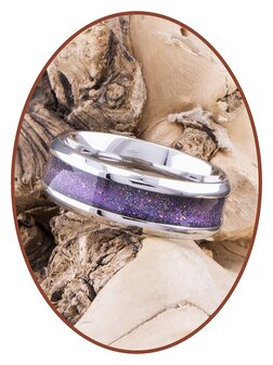 JB Memorials Stainless Steel Unisex Cremation Ash Ring &#039;Bright Violet&#039;- CRA010