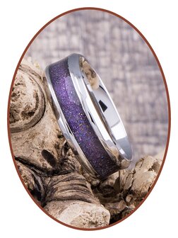 JB Memorials Stainless Steel Unisex Cremation Ash Ring &#039;Bright Violet&#039;- CRA010