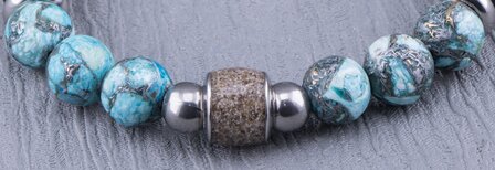JB Memorials Synt. Turquoise Onyx Stone Ash Bracelet - KHA033