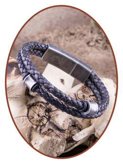 JB Memorials Stainless Steel Vintage Leather Men&#039;s Cremation Ash Bracelet - VAS004RETRO