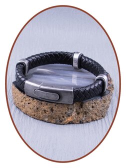 JB Memorials Stainless Steel Vintage Leather Men&#039;s Cremation Ash Bracelet - VAS004RETRO2