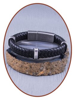 JB Memorials Stainless Steel Vintage Leather Men&#039;s Cremation Ash Bracelet - VAS004RETRO2