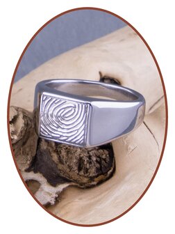 Stainless Steel (Fingerprint) Cremation Signet Ring - ZRA002