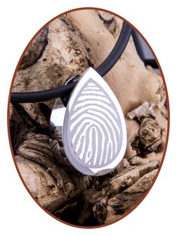 Stainless Steel &#039;Teardrop&#039; Fingerprint Cremation Pendant - B360V