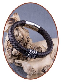 JB Memorials Stainless Steel Leather Cremation Ash Bracelet 14mm - ASB043