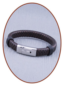 JB Memorials Stainless Steel Leather Cremation Ash Bracelet 14mm - ASB052