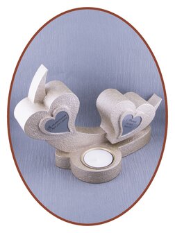 Mini Duo Ash Urn &#039;Hearts&#039; with tealight holder in Different Colors - HMP625T