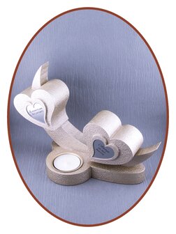 Mini Duo Ash Urn &#039;Hearts&#039; with tealight holder in Different Colors - HMP625T