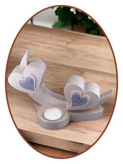 Mini Duo Ash Urn &#039;Hearts&#039; with tealight holder in Different Colors - HMP625T