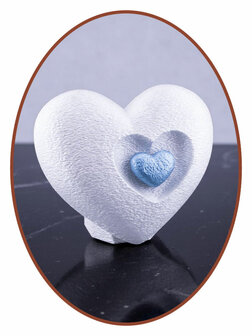 Mini Ash Urn &#039;Heart in Heart&#039; Pearl White - HMP613PW