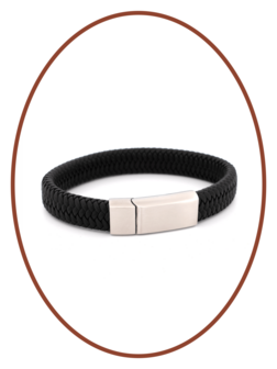 Stainless Steel Leather Cremation Ash Bracelet 14mm - ASB041-A