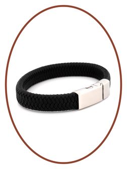 Stainless Steel Leather Cremation Ash Bracelet 14mm - ASB041-A