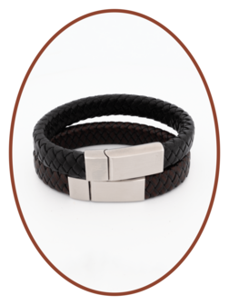 Stainless Steel Vintage Leather Cremation Ash Bracelet 13mm - ASB024L-A