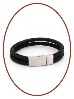 Stainless Steel Vintage Leather Cremation Ash Bracelet - ASB029N