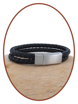 Stainless Steel Vintage Leather Cremation Ash Bracelet - ASB029N