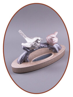 Mini Ash (Duol) Urn 'Birds on a tree trunk'  in Different Colors - HMP691