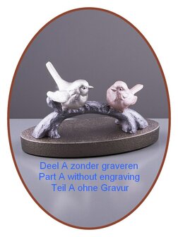 Mini Ash (Duol) Urn 'Birds on a tree trunk'  in Different Colors - HMP691