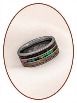 JB Memorials Natureline Abalone Shell Tungsten Cremation Ash and Hair Ring - WR007H