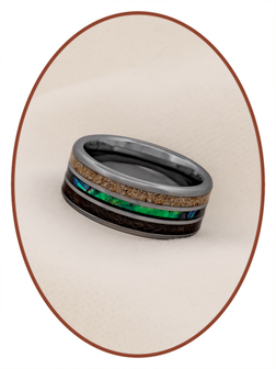 JB Memorials Natureline Abalone Shell Tungsten Cremation Ash and Hair Ring - WR007H