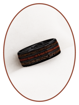 JB Memorials Natureline Ceramic Zirconium / Wood Cremation Ash and Hair Ring - WR015H