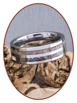 JB Memorials Natureline Abalone Shell Tungsten Cremation Ash Ring - WR008