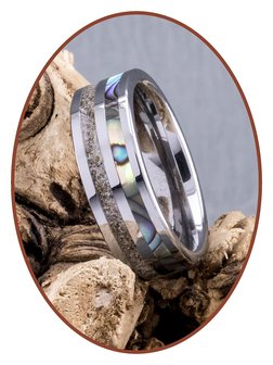 JB Memorials Natureline Abalone Shell Tungsten Cremation Ash Ring - WR008