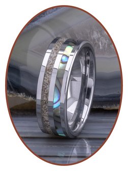 JB Memorials Natureline Abalone Shell Tungsten Cremation Ash Ring - WR008