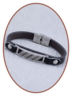 Edelstalen RVS/Leer Heren As Armband - ASB017
