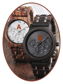 JB Memorials Nature-Line&copy; Wooden Mens Ash Chrono Watch - HORL001