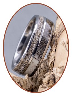 JB Memorials Natureline / Tungsten Cremation Ring with Deer Antler Inlay - WR014