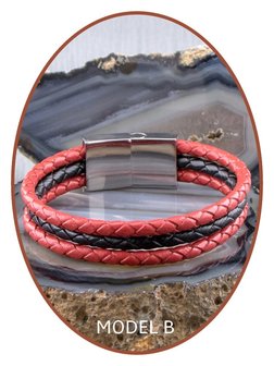 JB Memorials Stainless Steel Leather Ash Bracelet - ZAS014RED