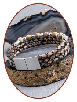 JB Memorials Stainless Steel Leather Beads Ash Bracelet - ZAS014KL