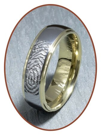 Tungsten Carbide 'Gold' Vingerafdruk Graveer Ring - AA001V