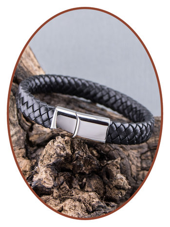 JB Memorials Stainless Steel Leather Cremation Ash Bracelet - ASB025