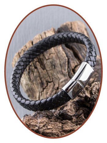 JB Memorials Stainless Steel Leather Cremation Ash Bracelet - ASB025