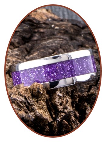 JB Memorials Stainless Steel Unisex Cremation Ash Ring 'Magic Violet'- CRA011