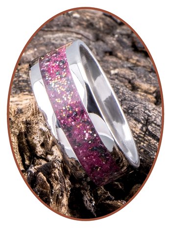 JB Memorials Edelstalen As Ring 'Rose Red' - CRA009