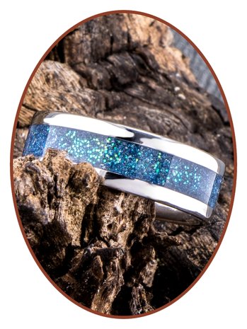 JB Memorials Stainless Steel Unisex Cremation Ash Ring 'Bright Blue Green'- CRA008