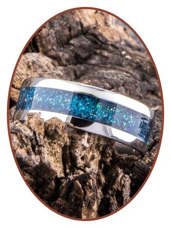JB Memorials Stainless Steel Unisex Cremation Ash Ring 'Peacock Green'- CRA006