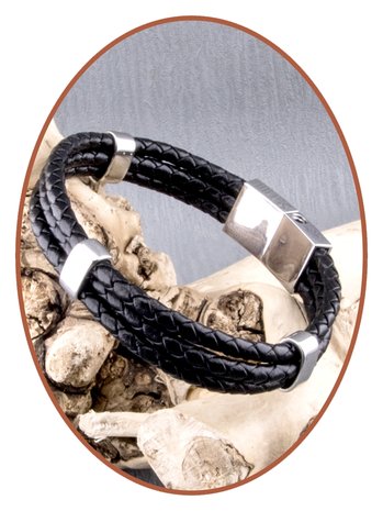 JB Memorials Stainless Steel Leather Ash Bracelet - ZAS014H