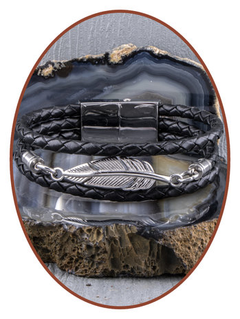 JB Memorials Stainless Steel Leather Ash Bracelet - ZAS014F