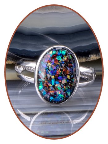 JB Memorials Sterling Zilveren Dames Design Opal As Ring - CM030