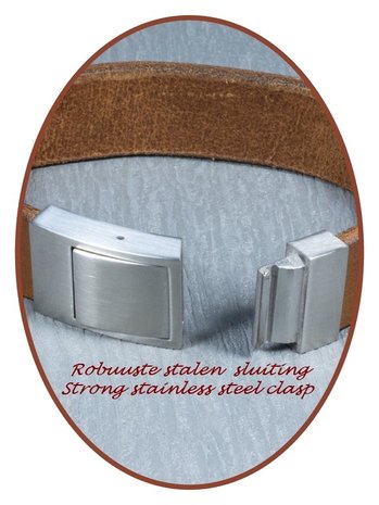 JB Memorials Stainless Steel Special Leather Cremation Ash Bracelet - ZAS057