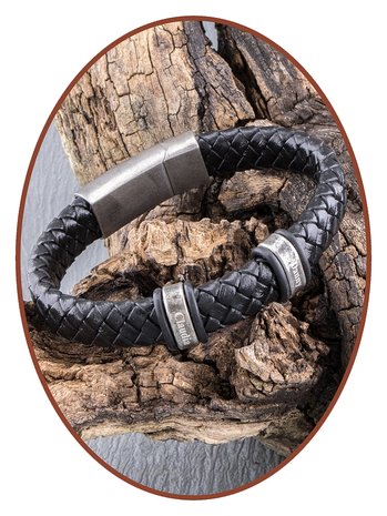 JB Memorials Stainless Steel Vintage Leather Duo Cremation Ash Bracelet - ASB024DUO