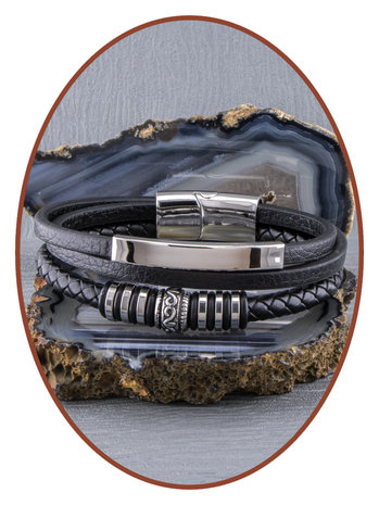 JB Memorials Stainless Steel Leather Ash Bracelet - ASB038