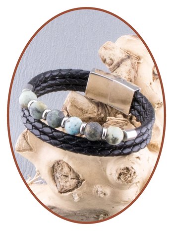 JB Memorials Stainless Steel Leather (Beads Choice) Ash Bracelet - ZAS014KM