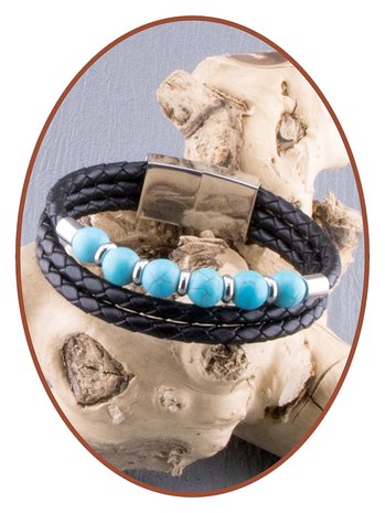 JB Memorials Stainless Steel Leather (Beads Choice) Ash Bracelet - ZAS014KM