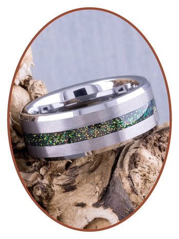 JB Memorials Tungsten Carbide Special Mens Cremation Ash Ring with Satin Finished Front - RB048MG